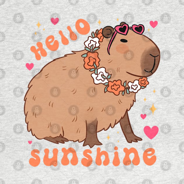 Hello sunshine a cute capybara ready for summer vacation by Yarafantasyart